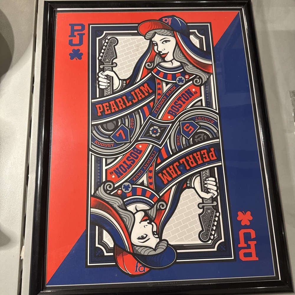 2016 Pearl Jam Fenway Park Boston Screen Print Concert Poster Studio Mark 5 Fram - Picture 1 of 8